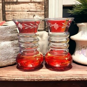 Vintage Bohemian Glass Bud Vase Pair